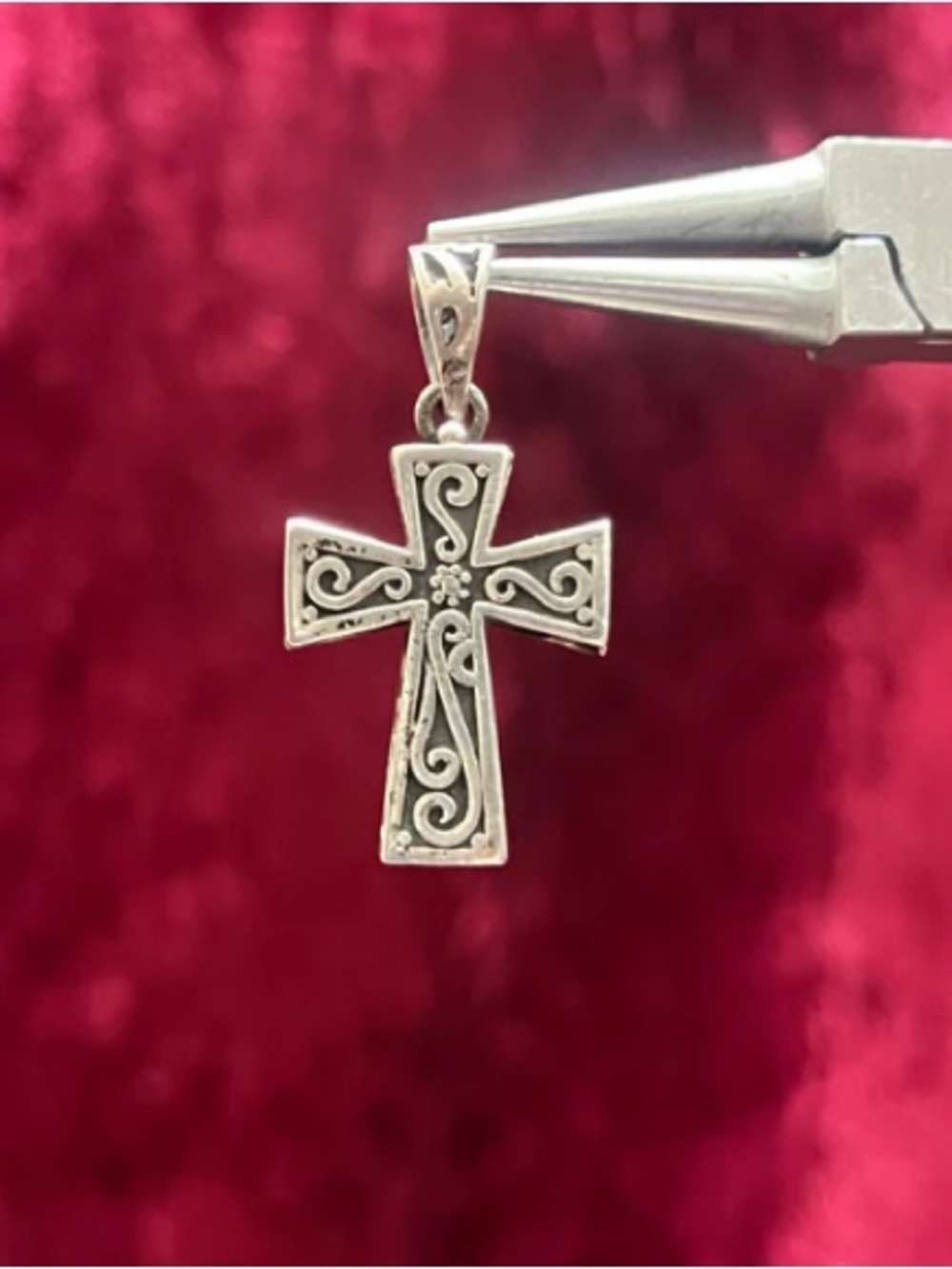 Vintage Jewelry - Pendant Locket - Hinged Crucifix - 925 Sterling Silver